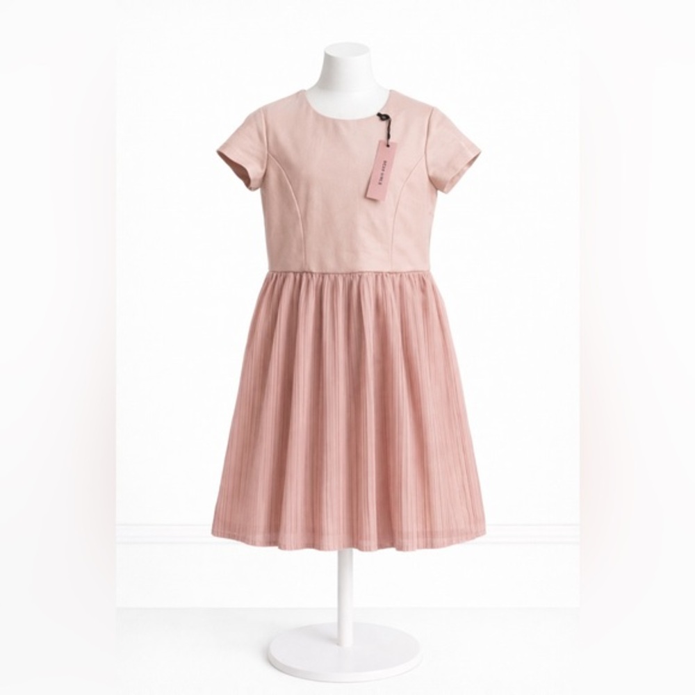 NWT BCBGIRLS Blush Pink Pleated Dress Girls 10 Structured Bodice Party Easter